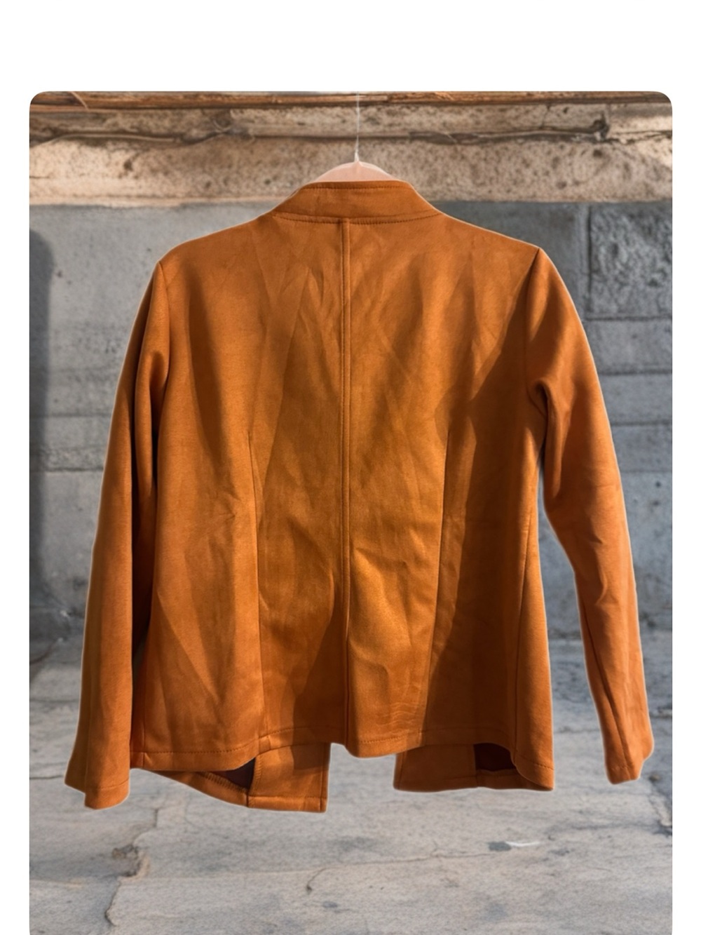 Women's Double-Breasted Faux Suede-Look Blazer in Rust Orange - Picture 3 of 4